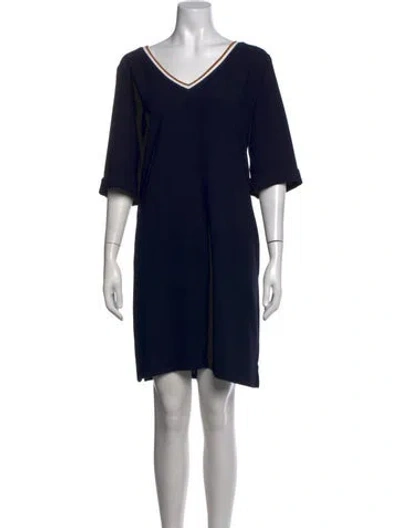Pre-owned Gerard Darel V-neck Mini Dress In Blue