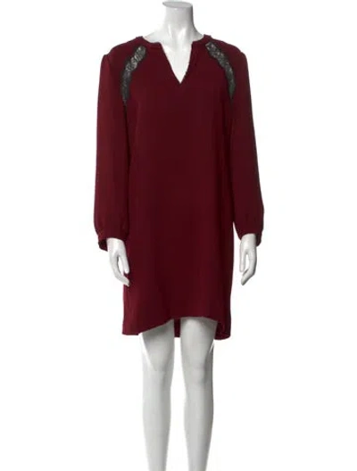 Pre-owned Gerard Darel V-neck Mini Dress In Burgundy