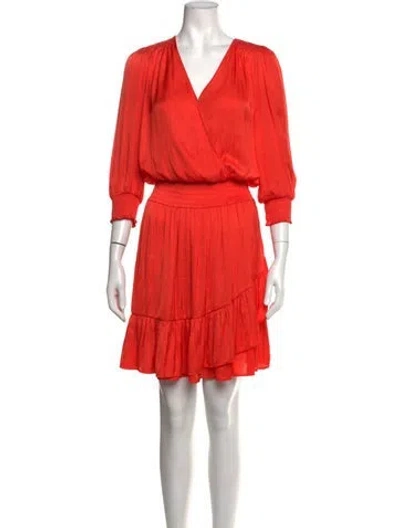 Pre-owned Gerard Darel V-neck Mini Dress In Orange