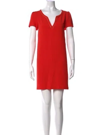 Pre-owned Gerard Darel V-neck Mini Dress In Red