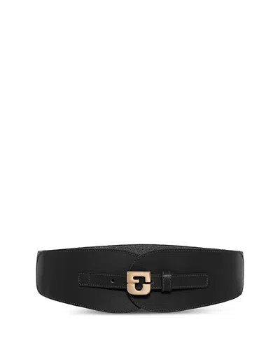 Gerard Darel Women's Olympe Wide Leather Belt In Black