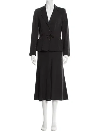 Pre-owned Gerard Darel Wool Grosgrain Trim Skirt Suit In Brown