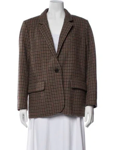 Pre-owned Gerard Darel Wool Houndstooth Print Blazer In Brown
