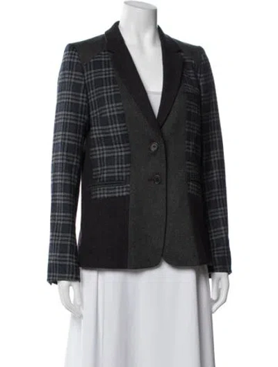 Pre-owned Gerard Darel Wool Plaid Print Blazer In Blue