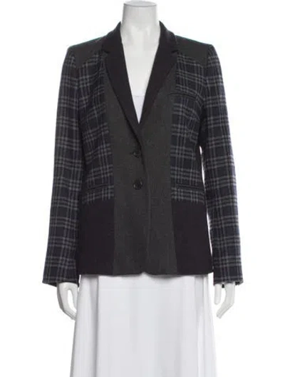 Pre-owned Gerard Darel Wool Plaid Print Blazer In Blue