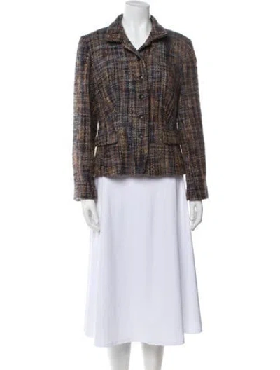 Pre-owned Gerard Darel Wool Plaid Print Blazer In Brown