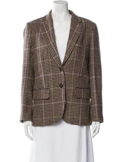 Pre-owned Gerard Darel Wool Plaid Print Blazer In Brown
