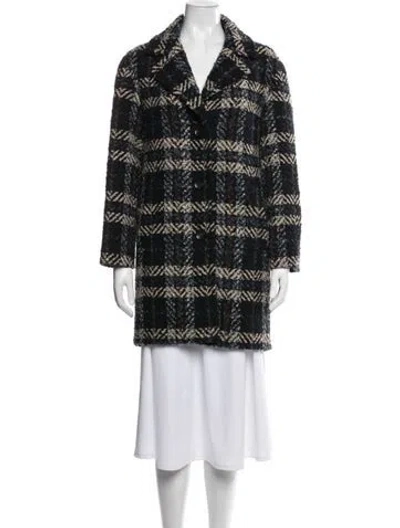 Pre-owned Gerard Darel Wool Plaid Print Coat In Black