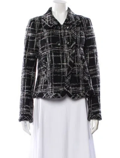 Pre-owned Gerard Darel Wool Plaid Print Evening Jacket In Black