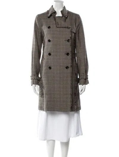 Pre-owned Gerard Darel Wool Plaid Print Jacket In Brown