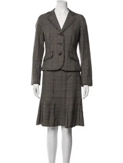 Pre-owned Gerard Darel Wool Plaid Print Set In Blue