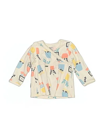 Pre-owned Gerber Babies' 3/4 Sleeve Top Ivory Keyhole Neckline Tops In White