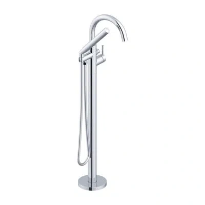 Gerber Contemporary 1-handle Freestanding Floor Mount Tub Filler Trim Kit With 1.75 Gpm Showerstick Handsho In Chrome