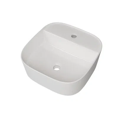 Gerber Cymira 16 In. Soft Square Vessel Bathroom Sink, Above-counter Glazed White Fireclay Ceramic Vanity S