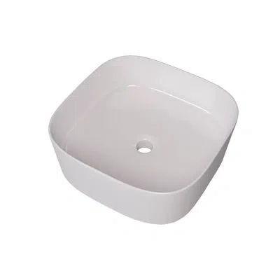 Gerber Cymira 16 In. Soft Square Vessel Bathroom Sink, Above-counter Glazed White Fireclay Ceramic Vanity S