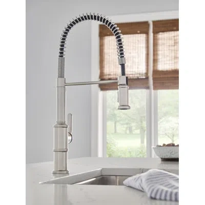 Gerber Kinzie Pre-rinse Single Handle Spring Spout Kitchen Faucet In Chrome