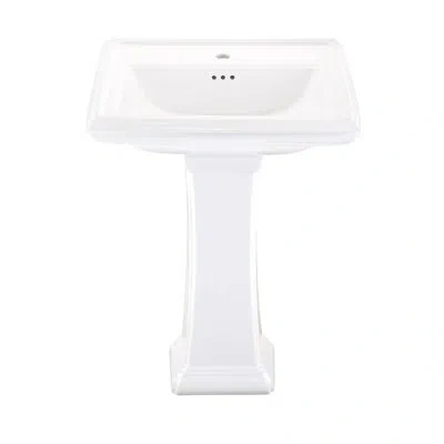 Gerber Logan 28'' Tall White Vitreous China Rectangular Pedestal Bathroom Sink With Overflow
