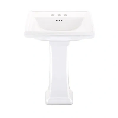Gerber Logan 28'' Tall White Vitreous China Rectangular Pedestal Bathroom Sink With Overflow