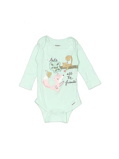 Pre-owned Gerber Babies' Long Sleeve Onesie In Green