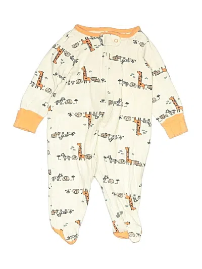 Pre-owned Gerber Babies' Long Sleeve Outfit In Ivory