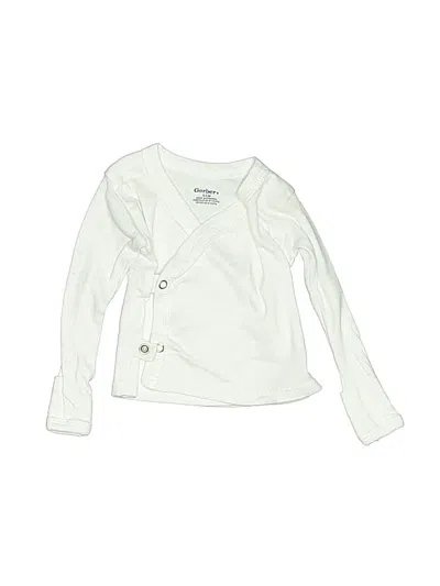 Pre-owned Gerber Babies' Long Sleeve Top Ivory Sweetheart Neckline Tops In White