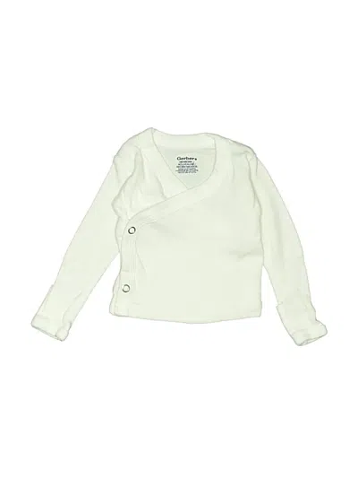 Pre-owned Gerber Babies' Long Sleeve Top Ivory Sweetheart Neckline Tops In White