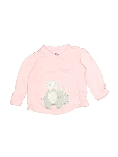 Pre-owned Gerber Babies' Long Sleeve Top Pink Keyhole Neckline Tops