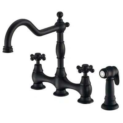 Gerber Opulence Bridge Faucet With Side Spray In Satin Black