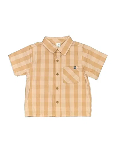 Pre-owned Gerber Kids' Short Sleeve Button Down Shirt In Brown
