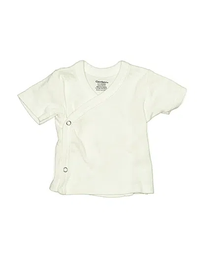 Pre-owned Gerber Babies' Short Sleeve Henley Shirt In White