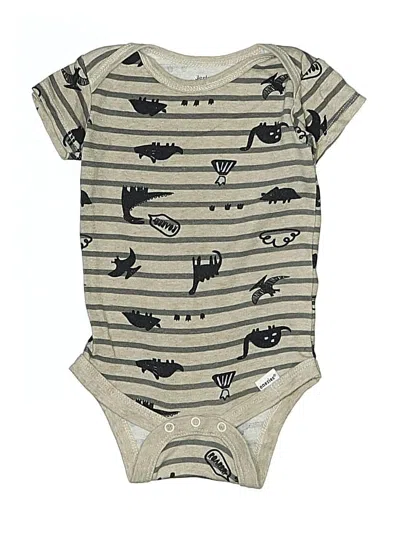 Pre-owned Gerber Babies' Short Sleeve Onesie In Gray