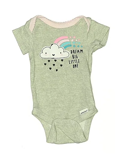 Pre-owned Gerber Babies' Short Sleeve Onesie In Green