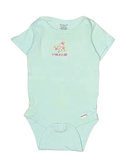 Pre-owned Gerber Babies' Short Sleeve Onesie In Green