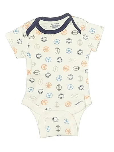 Pre-owned Gerber Babies' Short Sleeve Onesie In Ivory