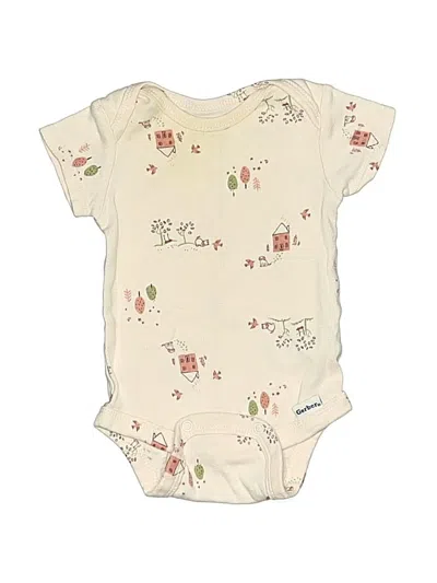 Pre-owned Gerber Babies' Short Sleeve Onesie In Ivory