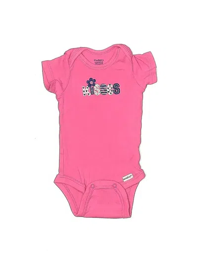 Pre-owned Gerber Babies' Short Sleeve Onesie In Pink