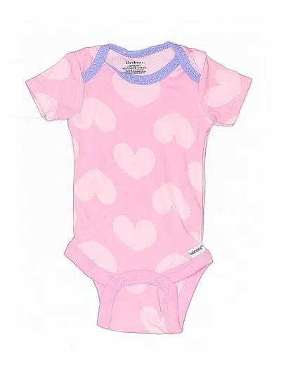 Pre-owned Gerber Babies' Short Sleeve Onesie In Pink
