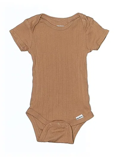 Pre-owned Gerber Babies' Short Sleeve Onesie In Tan