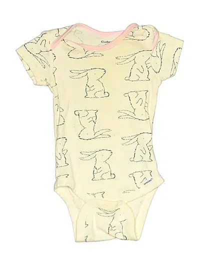 Pre-owned Gerber Babies' Short Sleeve Onesie In White