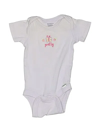 Pre-owned Gerber Babies' Short Sleeve Onesie In White