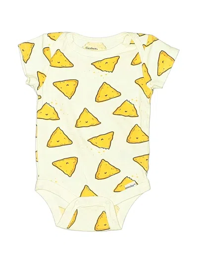 Pre-owned Gerber Babies' Short Sleeve Onesie In Yellow