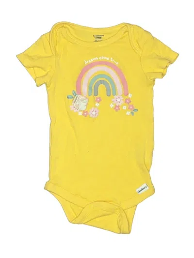 Pre-owned Gerber Babies' Short Sleeve Onesie In Yellow