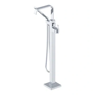 Gerber Square 1-handle Freestanding Floor Mount Tub Filler Trim Kit With 1.75 Gpm Square Hand Shower In Chrome