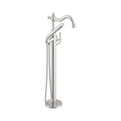 Gerber Traditional 1-handle Freestanding Floor Mount Tub Filler Trim Kit With 1.75 Gpm Showerstick Hand Sho In Brushed Nickel