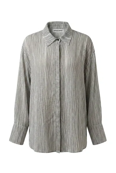 Gergana Ivanova Women's Classic Button-down Amber Shirt In Striped In Gray