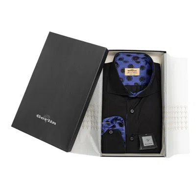 Pre-owned Gerlin Luxury 950$  Shirt Black 100% Alumo Cotton + Silk 16-41 Zilli