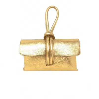 German Fuentes Leather Wristlet Bag In Gold