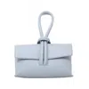 German Fuentes Leather Wristlet Bag In Light Blue In Blue