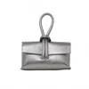 German Fuentes Leather Wristlet Bag In Pewter In Silver