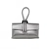 German Fuentes Leather Wristlet Bag In Silver In Silver